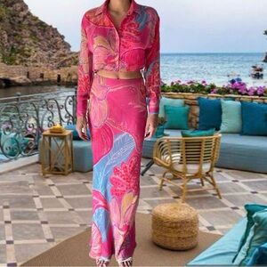 Rococo Sand Juno Crop Shirt and Maxi Skirt Set NWT